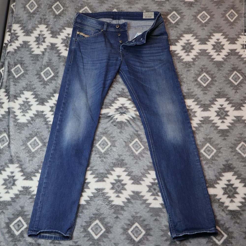 Diesel Belther Regular Slim Tapered Blue Jeans W31 L32 RX380 Stretch